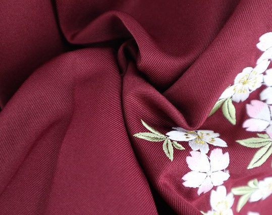 卒業式袴単品レンタル[大きめサイズ]エンジに桜刺繍[身長153-157cm]No.719